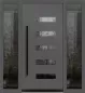 Preview: Schüco Aluminium Haustüre in grau mit 2 Seitenteilen und schwarzem Griff
