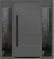 Preview: Schüco Aluminium Haustüre in grau mit 2 Seitenteilen und schwarzem Griff