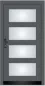Preview: Moderne Massivholz-Haustür Modell KS-102 in heller Holzoptik mit vier vertikal angeordneten rechteckigen Lichtausschnitten aus Milchglas.