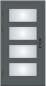 Preview: Moderne Massivholz-Haustür Modell KS-102 in Anthrazitgrau (RAL 7016) mit vier rechteckigen Lichtausschnitten aus Milchglas und schwarzer Drückergarnitur.