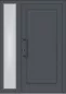 Preview: Klassische Massivholz-Haustür Modell KS-100 in Anthrazitgrau (RAL 7016) mit geschlossenem Türblatt, feststehendem Seitenteil aus Milchglas und modernem Stoßgriff.