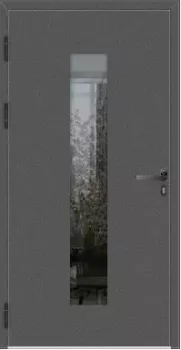 Preview: Aluminium Schüco Haustüre in grau mit schwarzem Innendrücker und Bänder Innenansicht