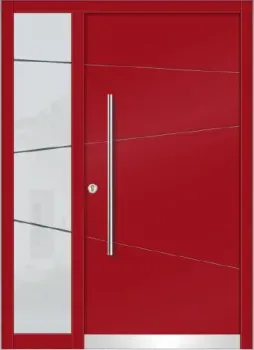 haustüren-holz-fichte holzhaustüren modern-günstig-mit-seitenteil-rot