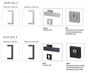 Griff Set Profil eckig