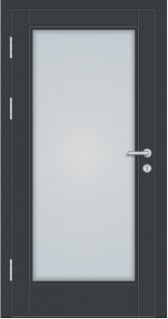 Haustüre Glastüre in RAL 7016 Anthrazitgrau mit grauen 3D Türbändern