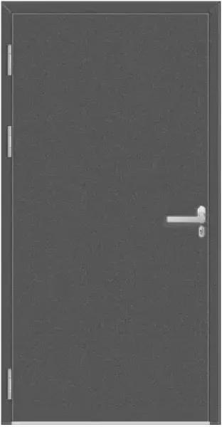Aluminium Schüco Haustüre in grau mit Edelstahl Innendrücker und 3D Bänder Innenansicht