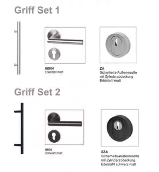Griff Set in Edelstahl oder Schwarz Profil rund