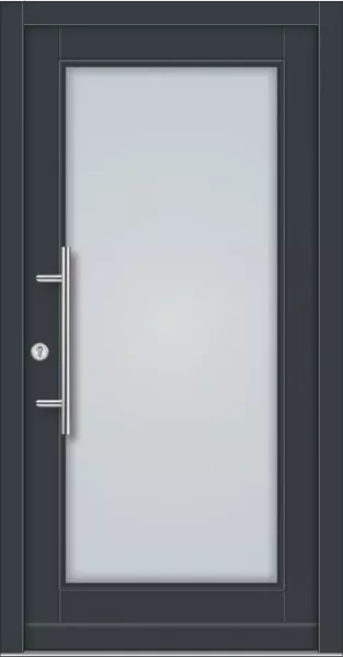 Haustüre Fichte in RAL 7016 Anthrazitgrau mit Edelstahl Griffstange