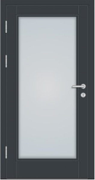 Haustüre Glastüre in RAL 7016 Anthrazitgrau mit grauen 3D Türbändern