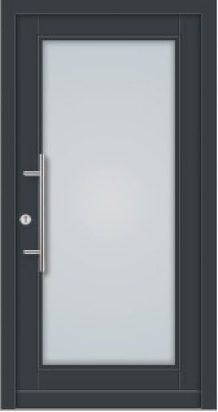 Haustüre Fichte in RAL 7016 Anthrazitgrau mit Edelstahl Griffstange